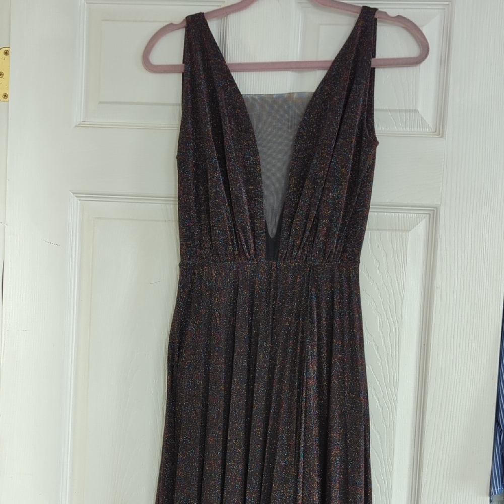 Elegant Black Glitter Bodysuit With Skirt